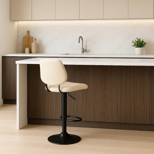 (Copy) Set of 2 Orion Bar Stools – Modern Counter Height Stools with Smooth Black Metal Base - Furnitura