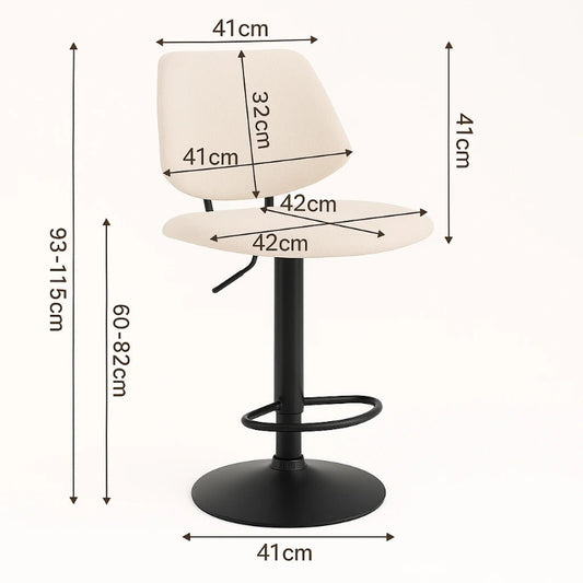 (Copy) Set of 2 Orion Bar Stools – Modern Counter Height Stools with Smooth Black Metal Base - Furnitura