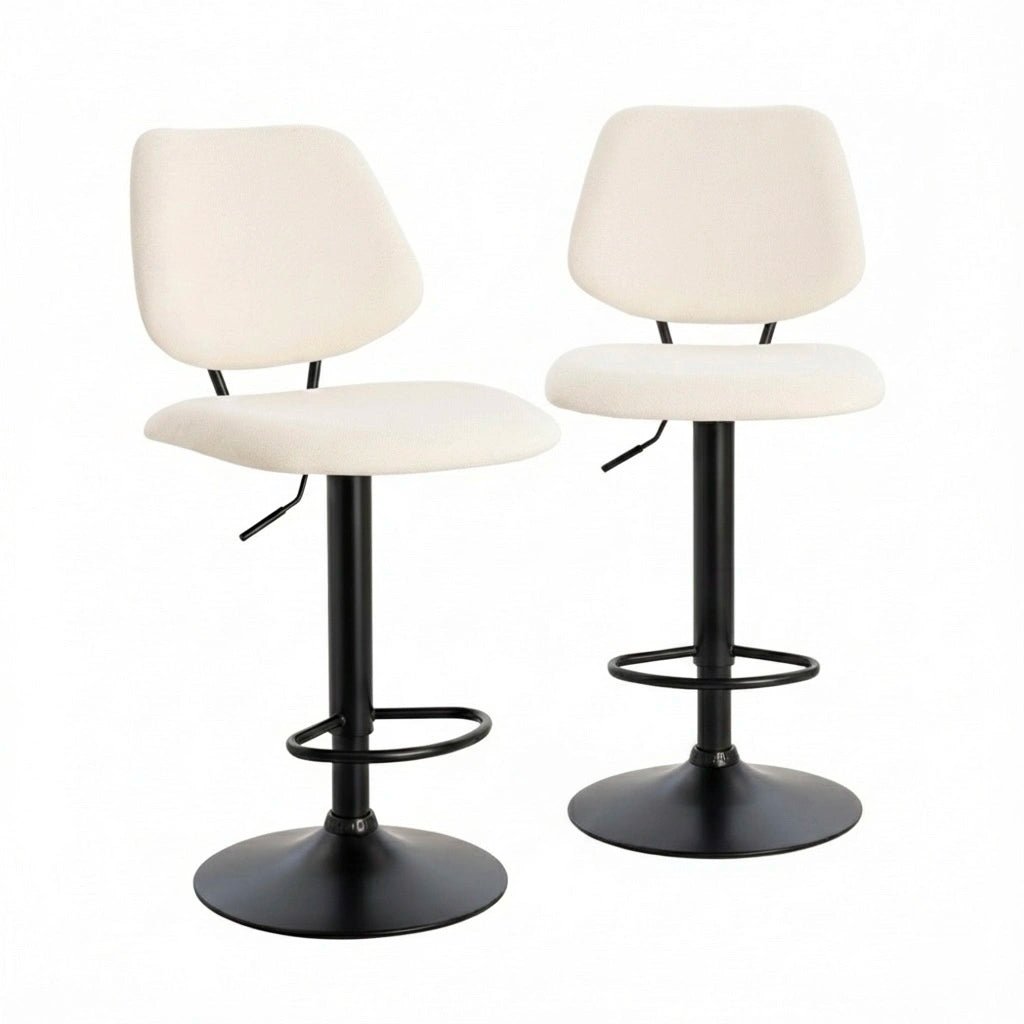 Set of 2 Orion Bar Stools – Modern Counter Height Stools with Smooth Black Metal Base - Furnitura