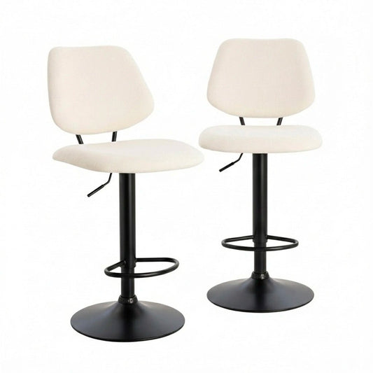 Set of 2 Orion Bar Stools – Modern Counter Height Stools with Smooth Black Metal Base - Furnitura