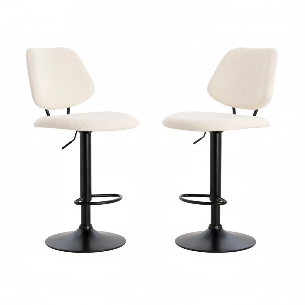 Set of 2 Orion Bar Stools – Modern Counter Height Stools with Smooth Black Metal Base - Furnitura