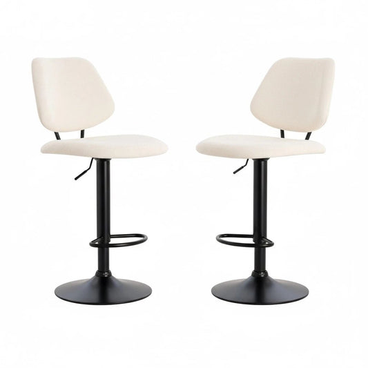 Set of 2 Orion Bar Stools – Modern Counter Height Stools with Smooth Black Metal Base - Furnitura